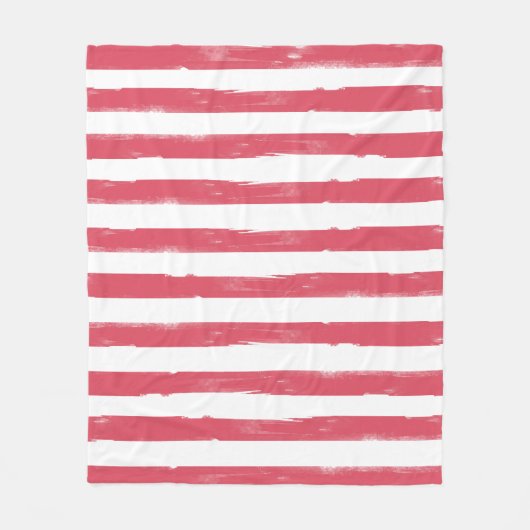 ピンクと白のストライプフリースブランケット フリースブランケット (正面)