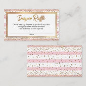 ピンクと白のストライプ紙吹雪、おむつラッフルカード エンクロージャーカード (正面/裏面)