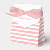 ピンクと白のストライプ結婚式の引き出物 フェイバーボックス (正面サイド)