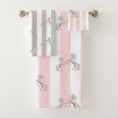 ピンクと白のストライプ馬のバスルームのタオルセット バスタオルセット (インサイチュ)