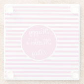 ピンクと白のストライプ ガラスコースター (裏面)