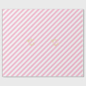 ピンクと白のストライプ ゴールド テキスト クリスマス 誕生日 ラッピングペーパー (フラット)