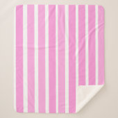 ピンクと白のストライプ シェルパブランケット (正面)