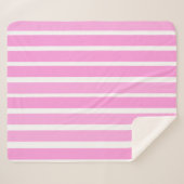 ピンクと白のストライプ シェルパブランケット (正面(横))