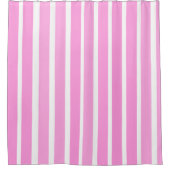 ピンクと白のストライプ シャワーカーテン (正面)