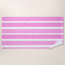 ピンクと白のストライプ ビーチタオル