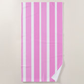 ピンクと白のストライプ ビーチタオル (正面)