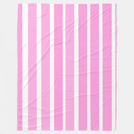 ピンクと白のストライプ フリースブランケット