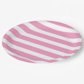 ピンクと白のストライプ ペーパープレート (アングル)