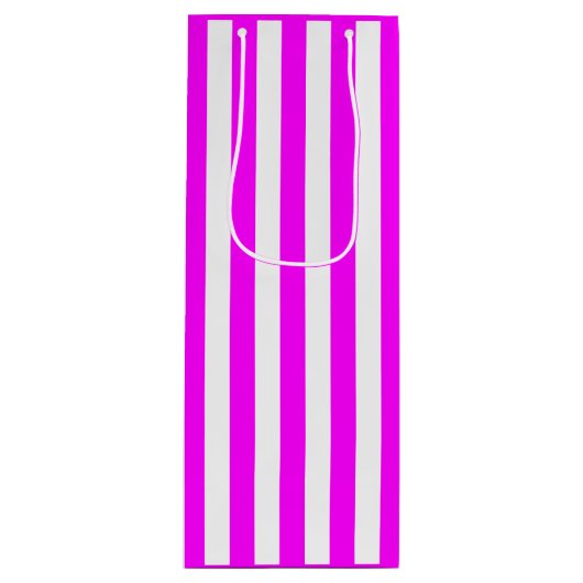 ピンクと白のストライプ ワインギフトバッグ (正面)