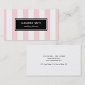 ピンクと白のストライプ 名刺 (正面/裏面)