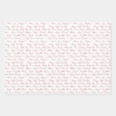 ピンクと白のストライプ、果実と挨拶 ラッピングペーパーシート (正面3)