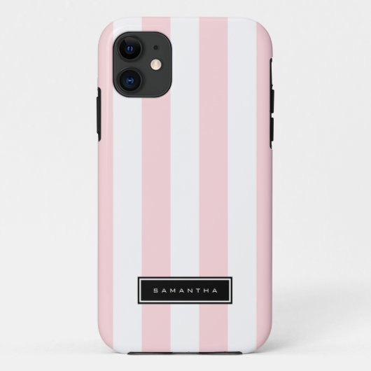 ピンクと白のストライプ Case-Mate iPhoneケース (裏面)