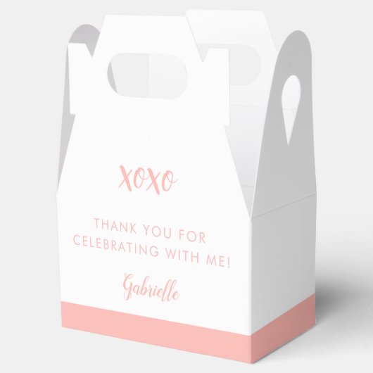 ピンクと白のストライプXOXOありがとうパーティー フェイバーボックス (オープン)