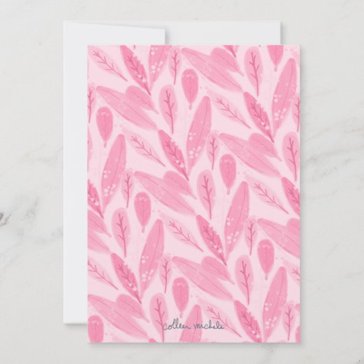 ピンクと白のスロスツインの女の子の誕生日パーティー 招待状 (裏面)