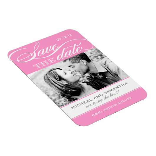 ピンクと白のセーブザデートマグネット マグネット (右側)