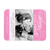 ピンクと白のセーブザデートマグネット マグネット (横)