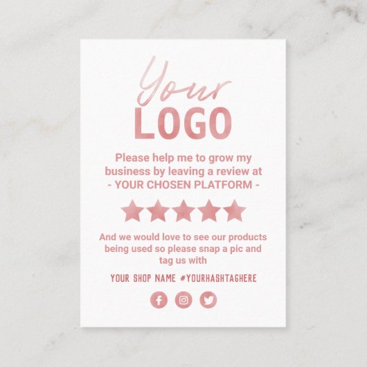 ピンクと白のソーシャルメディアロゴ 名刺 (裏面)