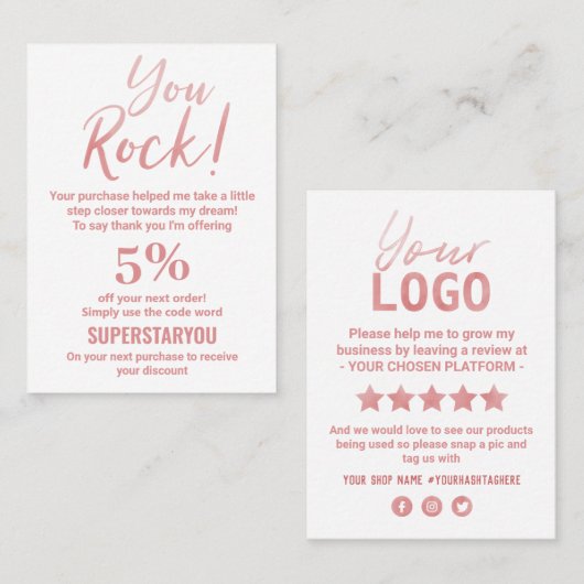 ピンクと白のソーシャルメディアロゴ 名刺 (正面/裏面)