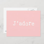 ピンクと白のタイプライト風「J'adore」 ポストカード (正面/裏面)
