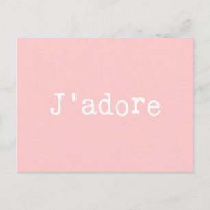 ピンクと白のタイプライト風「J'adore」 ポストカード