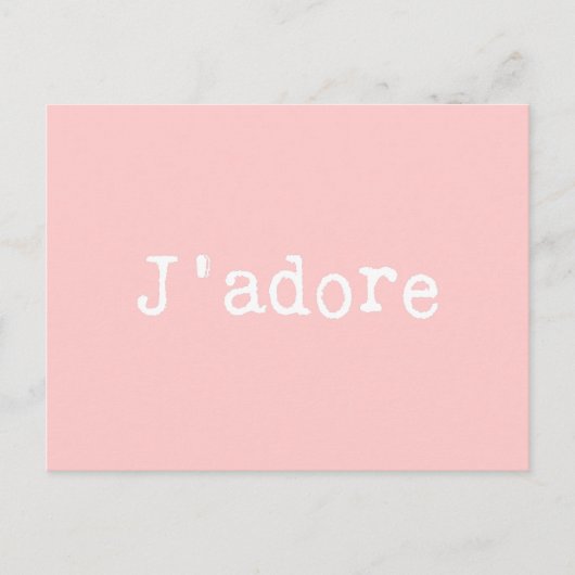 ピンクと白のタイプライト風「J'adore」 ポストカード (正面)