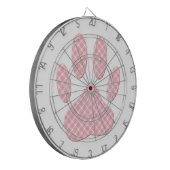 ピンクと白のタータンチェックドッグポープリント ダーツボード (正面左)