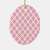 ピンクと白のタータンチェックパターン セラミックオーナメント (右)