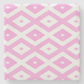 ピンクと白のダイヤモンドパターン ストーンコースター (正面)