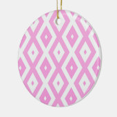 ピンクと白のダイヤモンドパターン セラミックオーナメント (左)