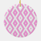ピンクと白のダイヤモンドパターン セラミックオーナメント (裏面)