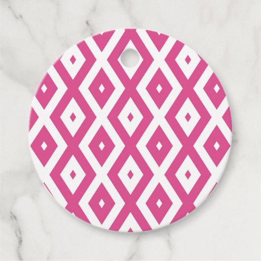 ピンクと白のダイヤモンドパターン フェイバータグ (正面)