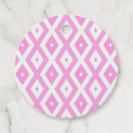 ピンクと白のダイヤモンドパターン フェイバータグ