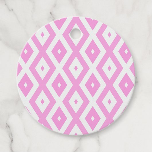 ピンクと白のダイヤモンドパターン フェイバータグ (正面)