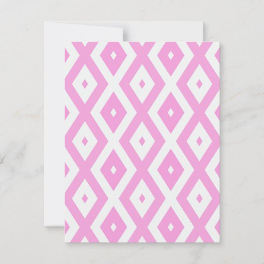 ピンクと白のダイヤモンドパターン 出欠カード (正面)