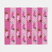 ピンクと白のダシュントフリースブランケット寝具 フリースブランケット (正面(横))