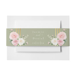 ピンクと白のダスキーバラ招待状用帯 招待状ベリーバンド