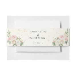 ピンクと白のダスキー開花招待状用帯 招待状ベリーバンド