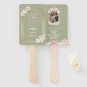 ピンクと白のダスキー開花結婚の旅程 ハンドファン (正面&裏面)