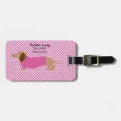 ピンクと白のダックシュント荷物タグ ラゲッジタグ (正面横)