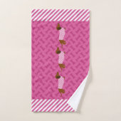ピンクと白のダッシュントのハンドタオル ハンドタオル (ハンドタオル)