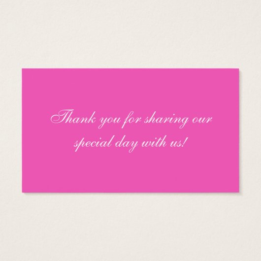 ピンクと白のダマスクウェディングメッセージカード (裏面)