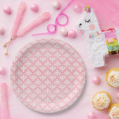 ピンクと白のダマスク ペーパープレート (パーティー)