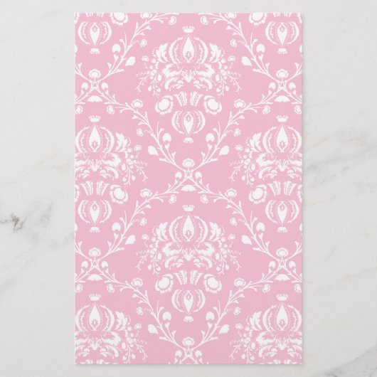 ピンクと白のダマスク 便箋 (正面)