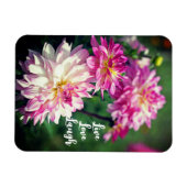 ピンクと白のダリアのやる気を起こさせる花 マグネット (横)