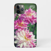 ピンクと白のダリアの花のイニシャル Case-Mate iPhoneケース (裏)