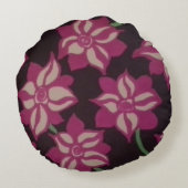 ピンクと白のダリアパターン ラウンドクッション (裏面)