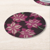 ピンクと白のダリアパターン ラウンドペーパーコースター (アングル)