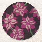 ピンクと白のダリアパターン ラウンドペーパーコースター (正面)