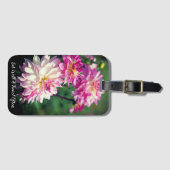 ピンクと白のダリア花のやる気を起こさせる引用文 ラゲッジタグ (正面横)
